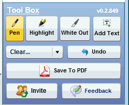 Una vista de las herramientas de marcado que ofrece Show Document. Se puede remarcar con trazo libre, resaltar con colores o añadir comentarios.