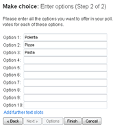 El formulario para crear las distintas opciones para una encuesta en Doodle.