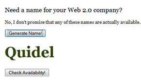 Además del generador de nombres de dominio, Dot-o-mator también crea automáticamente títulos de compañías al estilo Web 2.0.
