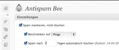 Interfaz de Antispambee dentro de WordPress
